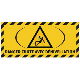 Signalétique au sol adhésif chute avec dénivellation