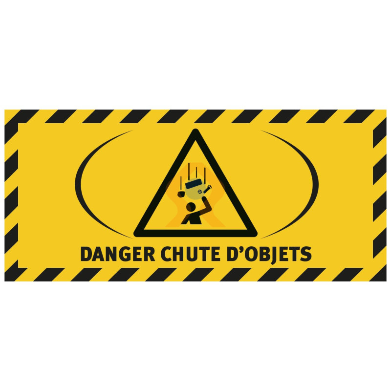 Signalétique au sol adhésif danger chute d'objets