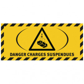 Signalétique au sol adhésif danger charges suspendues