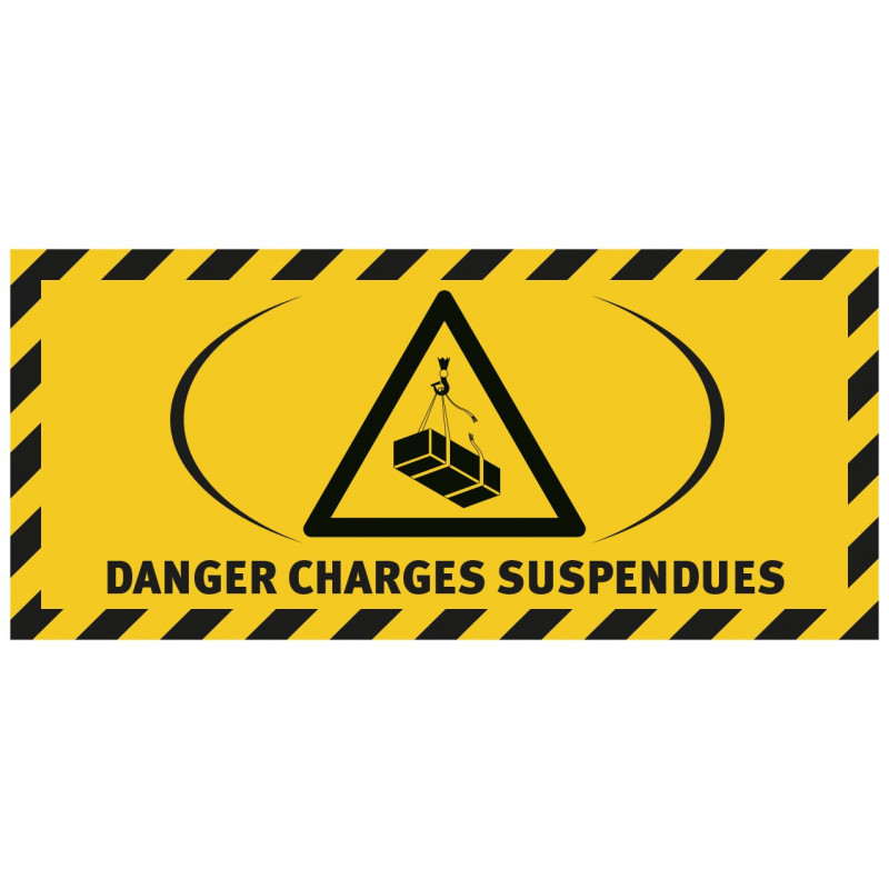 Signalétique au sol adhésif danger charges suspendues
