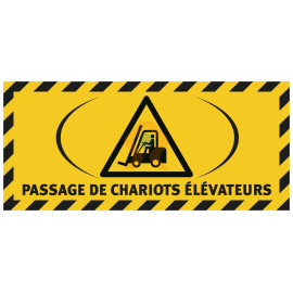 Signalétique au sol adhésif passage chariots élévateurs