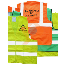 Gilets de sécurité haute visibilité impression sur poitrine et dos