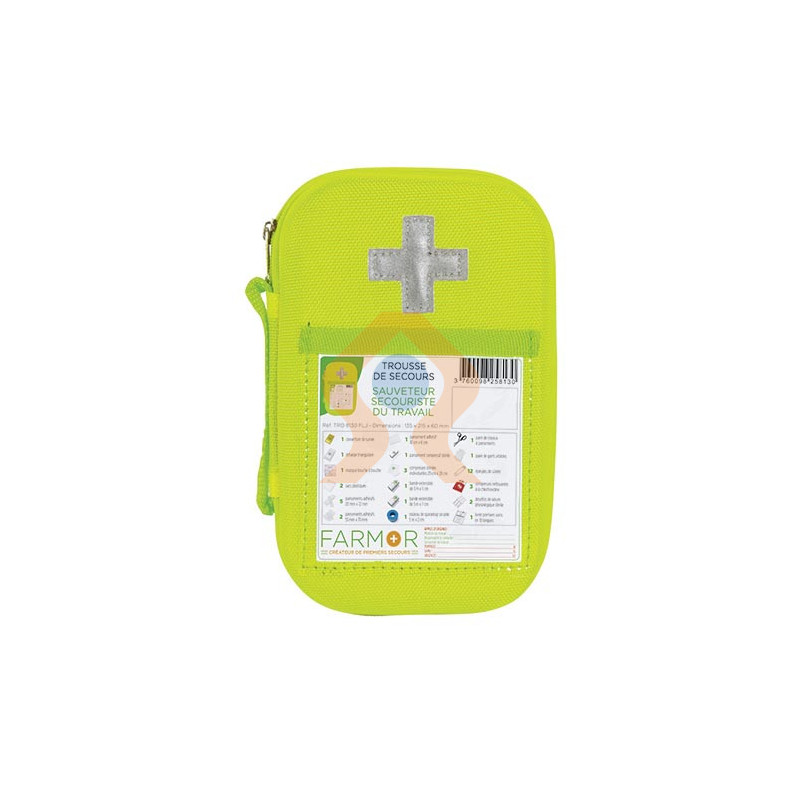 Trousse de secours Sauveteur Secouriste du Travail Rigide EVA jaune fluo