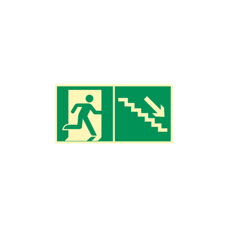 Evacuation escalier droit descendant photoluminescent