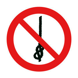 Pictogramme d'interdiction ne pas faire de noeuds sur la corde