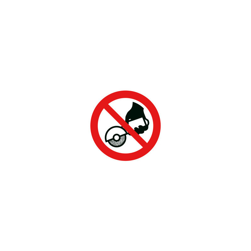 Pictogramme d'interdiction pas avec meuleuse portative
