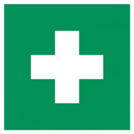 Picto croix blanche fond vert premiers secours