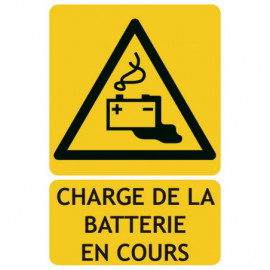 Panneaux de danger charge de la batterie en cours
