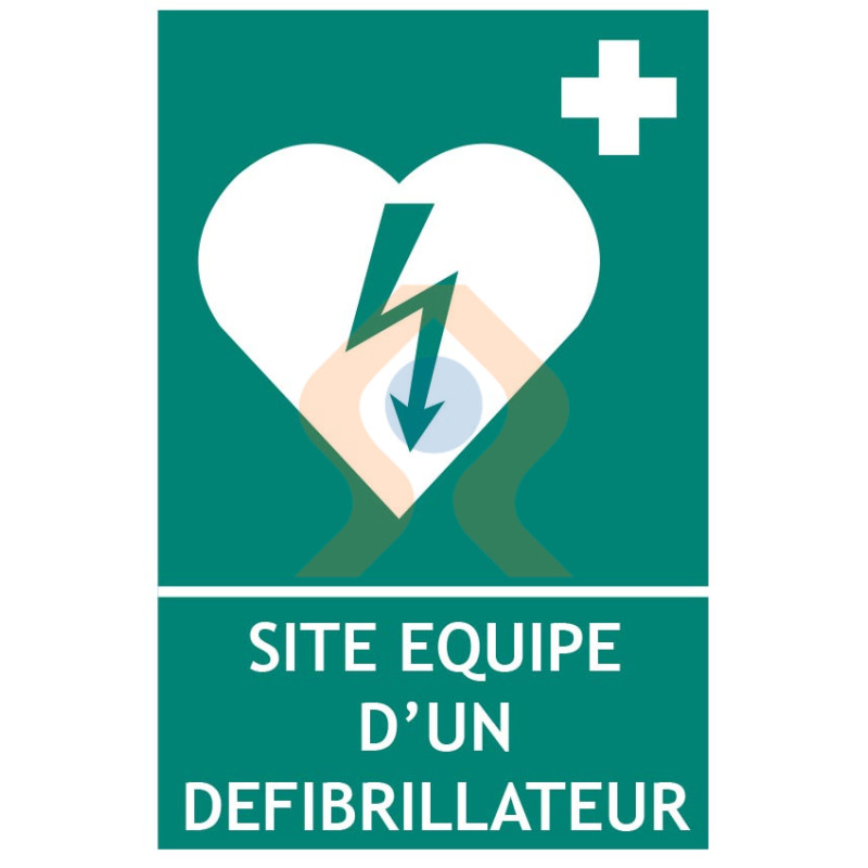 Panneau site équipé d'un défibrillateur picto