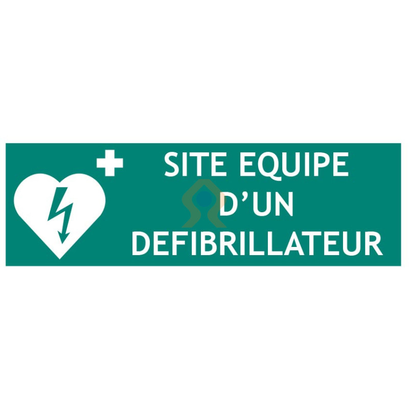 Panneau site équipé d'un défibrillateur