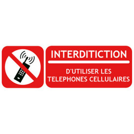 Panneau interdiction d'utiliser les téléphones cellulaires