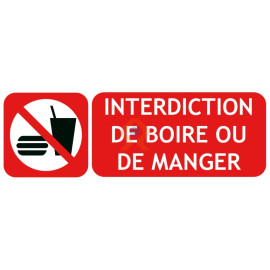 Panneau interdiction de boire ou de manger