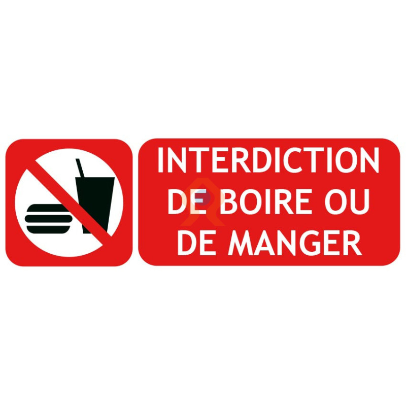 Panneau interdiction de boire ou de manger