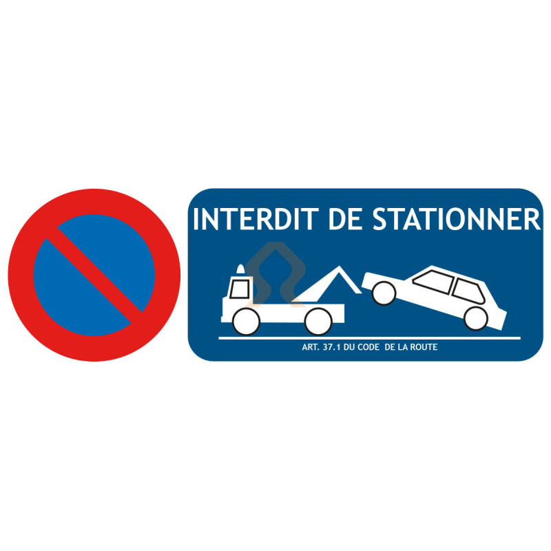 Panneau stationnement interdit P-150-2 avec flèche – Atelier Decalque