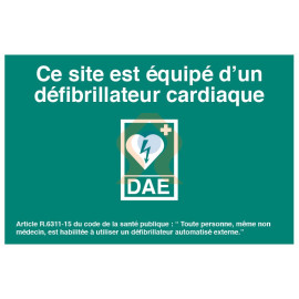 Panneau ce site est équipé d'un défibrillateur cardiaque