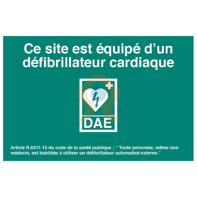 Panneau ce site est équipé d'un défibrillateur cardiaque