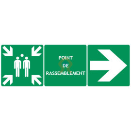 Panneau point de rassemblement vers la droite