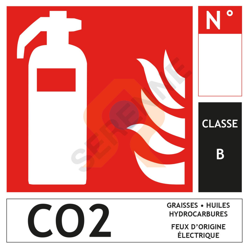 Panneaux extincteur CO2 classe B format carré