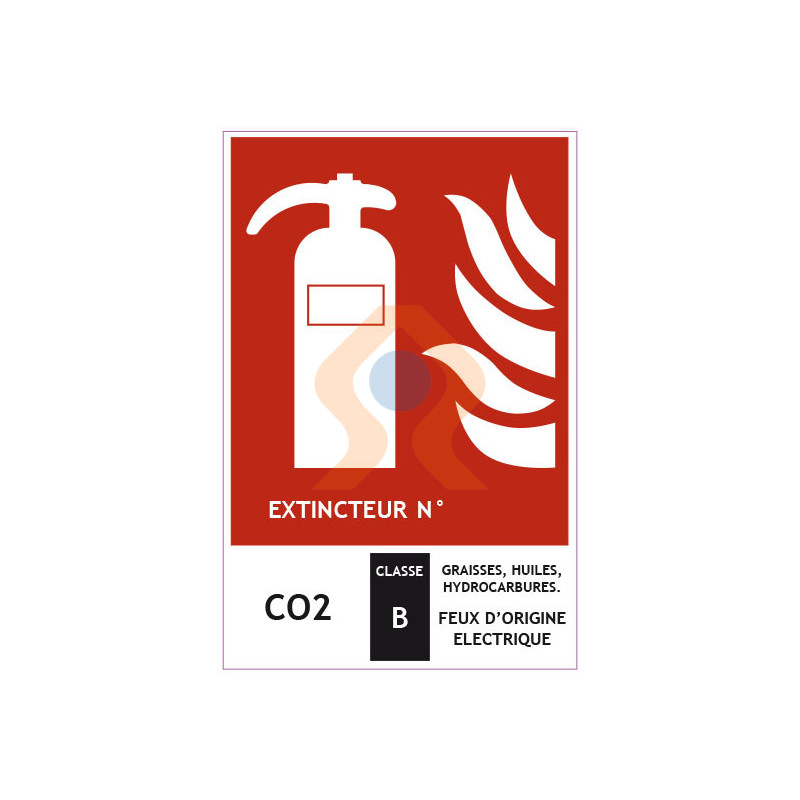 PANNEAU EXTINCTEUR CO2 CLASSE B 150MMx200MM