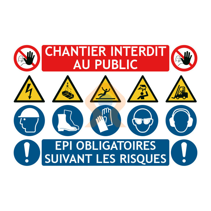 Panneaux chantier interdit au public multi pictos