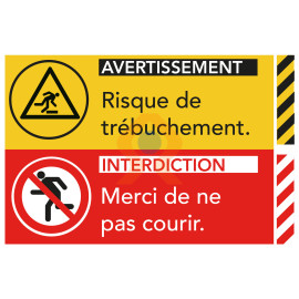 Panneau risque de trébuchement ne pas courir