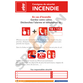 Consigne de sécurité en cas d'incendie