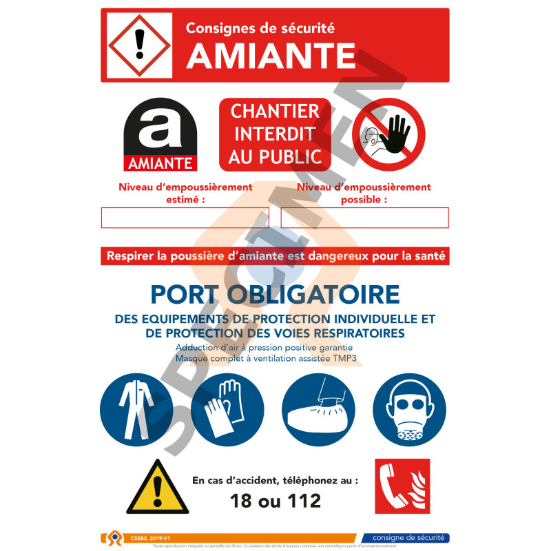 Consigne de sécurité spécial chantier amiante