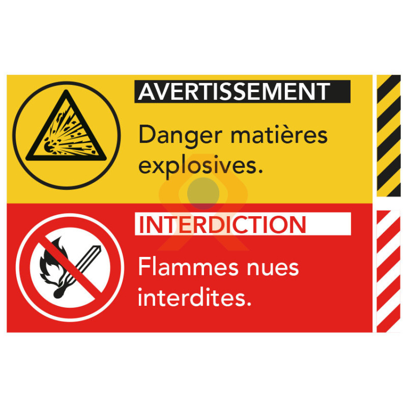 Panneau risque explosion flammes interdites