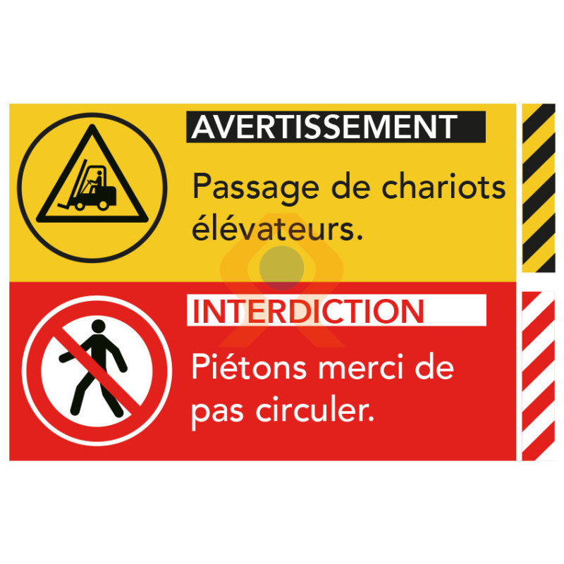 Panneau passage chariots élévateurs piétons interdits