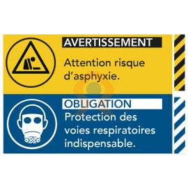 Panneau risque asphyxie protection voies respiratoires 