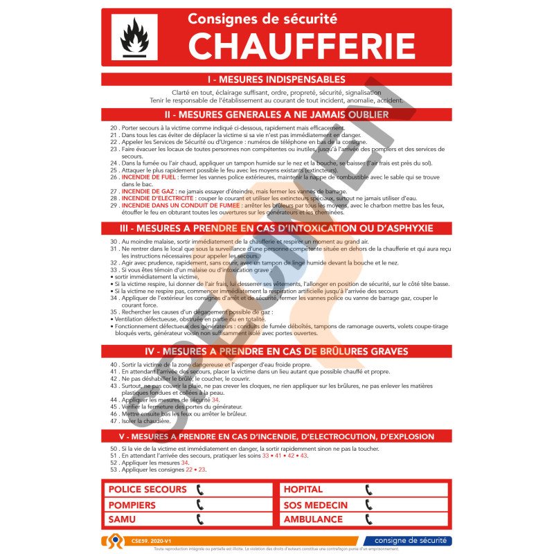 Consigne de sécurité chaufferie