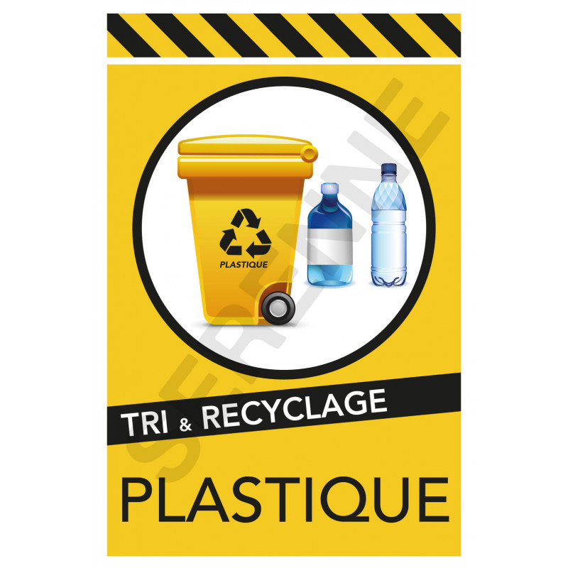 Panneau signalétique tri et recyclage des déchets plastiques