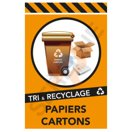 Panneau recyclage des déchets papiers et cartons