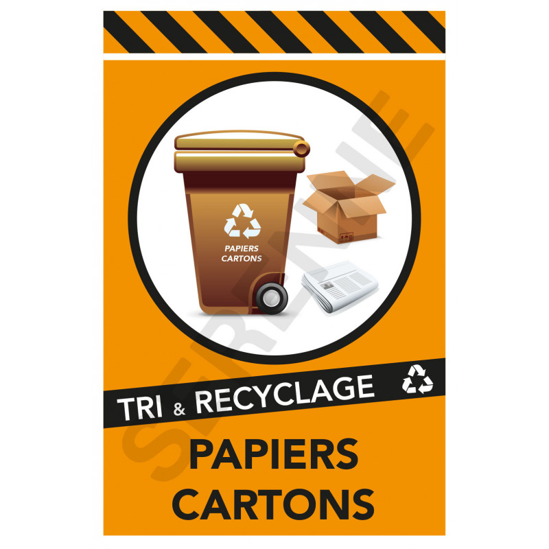 Panneau recyclage des déchets papiers et cartons