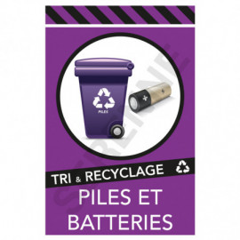 Panneau recyclage des déchets piles et batteries