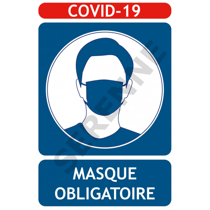 Panneau COVID-19 port masque grand public obligatoire