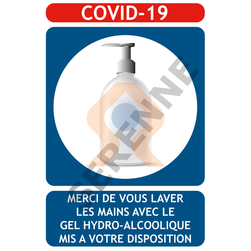 Panneau COVID-19 gel hydro-alcoolique obligatoire