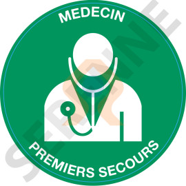 Autocollant Médecin premiers secours picto et texte