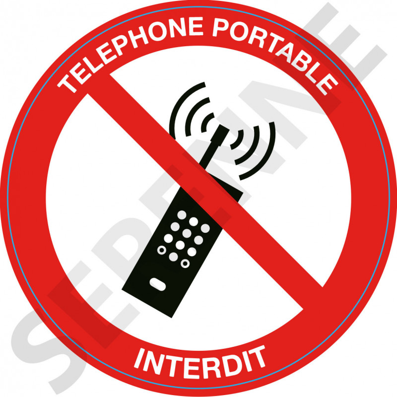 Autocollant téléphone portable interdit picto et texte
