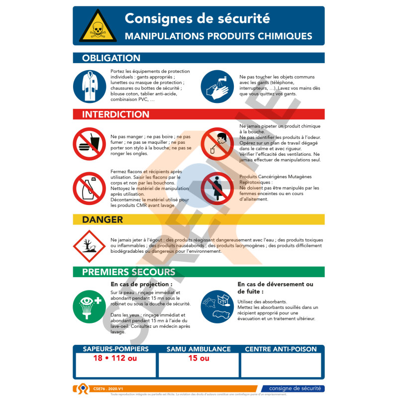 Consigne de sécurité manipulation des produits chimiques