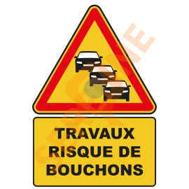 Panneau chantier temporaire risque de bouchons