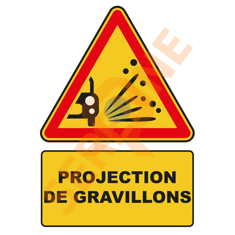 Panneau chantier temporaire projection de gravillons