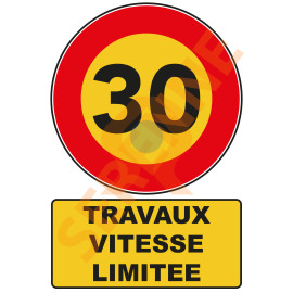 Panneau chantier temporaire vitesse limitée sur mesure