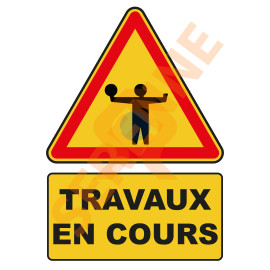 Panneau chantier temporaire travaux attention au personnel