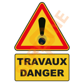 Panneau chantier temporaire travaux danger