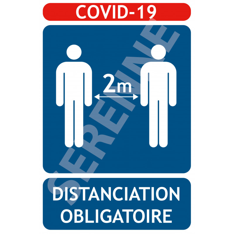 Panneau COVID-19 distanciation obligatoire 2 mètres