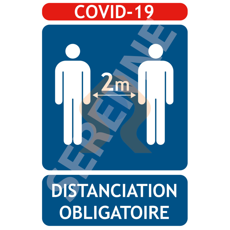 Panneau COVID-19 distanciation obligatoire 2 mètres