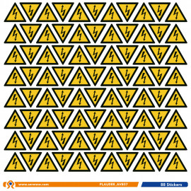 Planche de 88 stickers danger électrique prédécoupés 18 mm