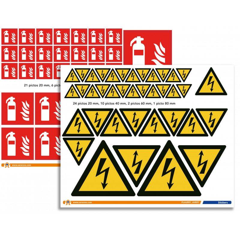 Planche de stickers pictos au choix prédécoupés de 20 à 80 mm