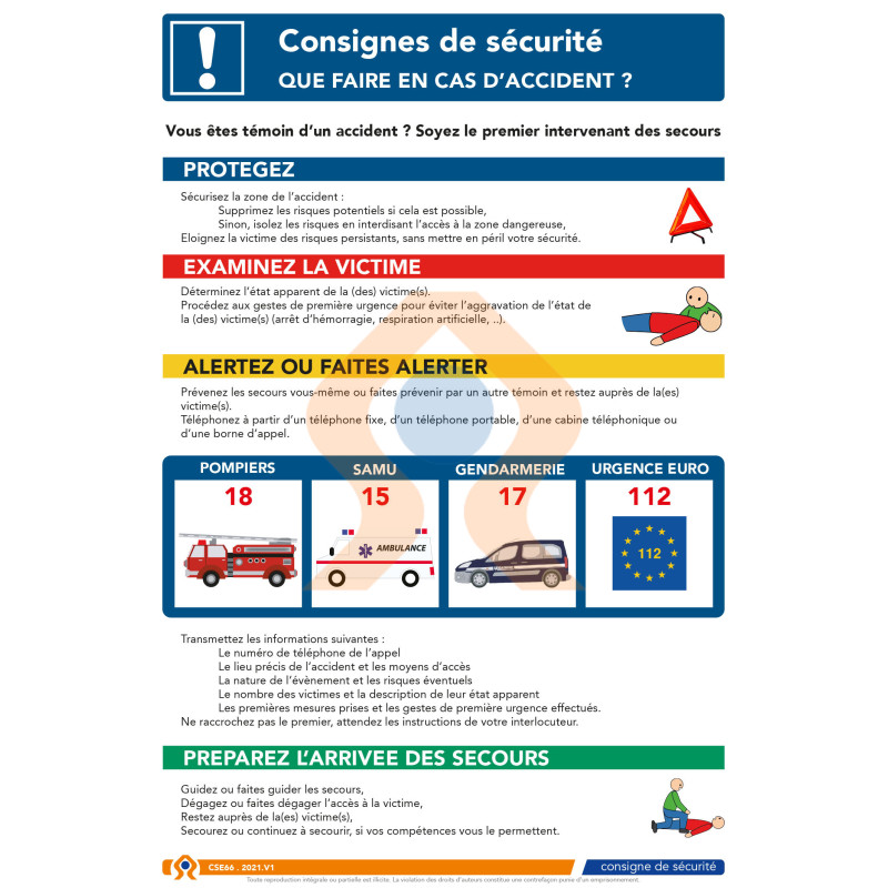 Consigne de sécurité en cas d'accident